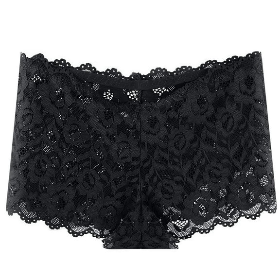 Ankola Sexy High Waist Lace Boyshorts Underwear for Women Sheer Mesh Panties Hollow Out Valentines Sexy Nightwear