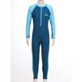 thumbnail image 4 of dPois Boys Girls Rash Guard One Piece Bathing Suit Full Length Contrast Swimsuit Sun Protection Sky Blue L, 4 of 7