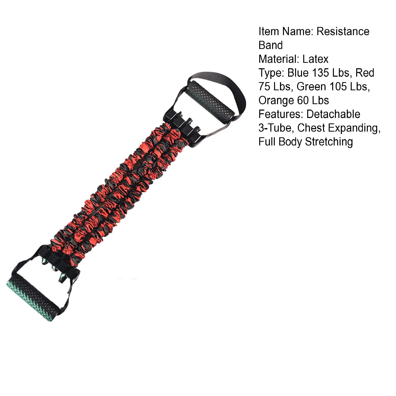 Koiauber Adjustable Resistance Band with Detachable 3-Tube Chest Expander Shoulder Stretcher Men Strength Training Fitness Full Body Stretching Band with Handle