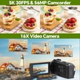 thumbnail image 2 of FIREFOTO - Cámara de video de 5 K, videocámara de 56 MP, 16 x zoom digital, cámara de vlogging, WiFi de 3 pulgadas, 270°, grabadora de visualización táctil para YouTube con 2 baterías, tarjeta SD 64G,, 2 of 5