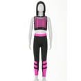thumbnail image 5 of YIZYIF Kids Girls 3Pcs Sports Outfit Activewear Camisole Mesh Hoodie Cropped Vest Running Jogger Set Hot Pink 14, 5 of 7