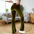 thumbnail image 6 of QATAINLAV Flare Wide Leg Sweatpants for Women Drawstring High Waisted Bootcut Yoga Pants Velvet Soft Comfy Trousers Loungewear, Green, XXL, 6 of 10