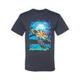thumbnail image 2 of Swimming Sea Turtle Animal Lover Men's Graphic T-Shirt, Vintage Heather Navy, Small, 2 of 3