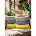 thumbnail image 2 of Waterproof Outdoor Throw Pillows with Inserts 18"x18" Set of 2, Yellow Grey Soft Decorative Pillowcases for Couch Bedroom, Vintage Stripe Farmhouse Wood Grain Ombre Pillow Covers for Sofa Living Room, 2 of 8