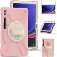 thumbnail image 2 of For Samsung Galaxy Tab S10 Plus/S9 FE+/S9 Plus Case 12.4 inch SM-X820/SM-X610/SM-X810, 360 Hand Strap, Shoulder Strap, Kickstand, Rugged Drop Protection, Cherry Pink, 2 of 7