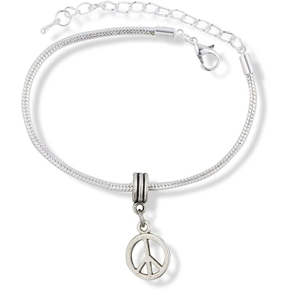 Emerald Park Jewelry Peace Outline Snake Chain Charm Bracelet