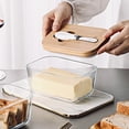 thumbnail image 4 of European Glass Butter Dish with Lid and Spreader, Rectangular Sealed Storage Container, Home Glass Cheese Keeper for Dairy Preservation, 4 of 5