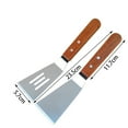 thumbnail image 2 of Spatula Set of 2, Griddle Scraper / Cooking Spatula for Flat Top BBQ Cast Iron Skillet Teppanyaki, Pancake Flipper, Hamburger Turner, Slotted Turner, Stainless Steel Griddle Accessories, 2 of 7