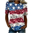 thumbnail image 5 of asdoklhq Fourth Of July Shirts for Women Oversized Tshirts Women's Casual and Fashionable Printed T-shirt with Round Neck and Short Sleeved Top Silver M, 5 of 6