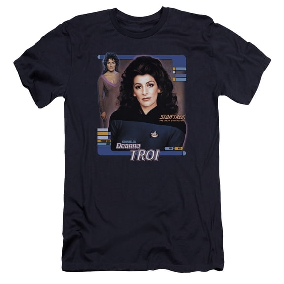 Star Trek Deanna Troi Premium Canvas Adult Slim Fit 30/1 T-Shirt Navy