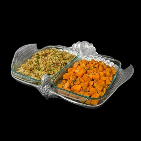 arthur court designs aluminum pyrex casserole dish holder 2 quart pyrex double base turkey casserole holder