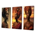 thumbnail image 3 of Designart "African Beauty in Traditional Sunset Attire III" African American Woman Wall Art Set Of 3 - Woman African American Red Canvas Set For Living Room Decor, 3 of 6
