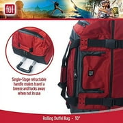 Rig 30 Inch Rolling Duffel Bag, Travel Luggage with Wheels, Red/Grey