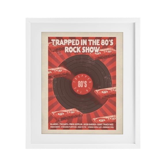 Stupell Industries Trapped in 80s Rock Show White Framed Print Under Glass, design by Old Red Truck