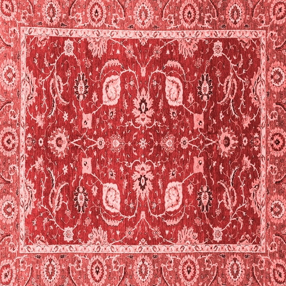Ahgly Company Machine Washable Indoor Square Oriental Red Traditional Area Rugs, 5' Square
