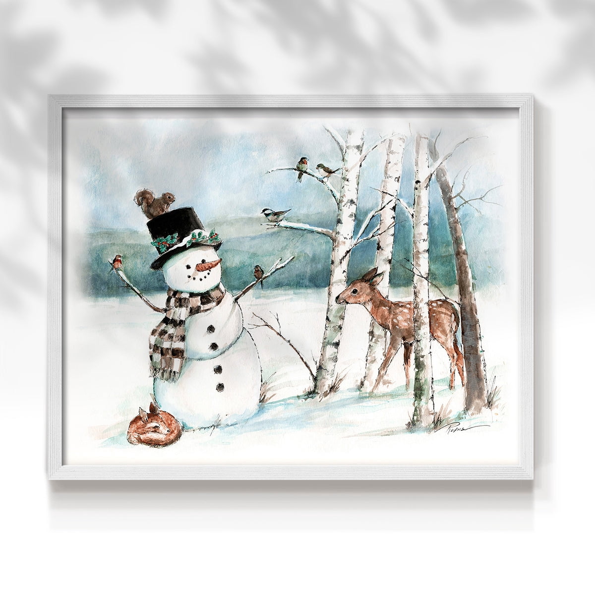 Snow Friends by Ruane Manning - Restickable Framed Giclée Print