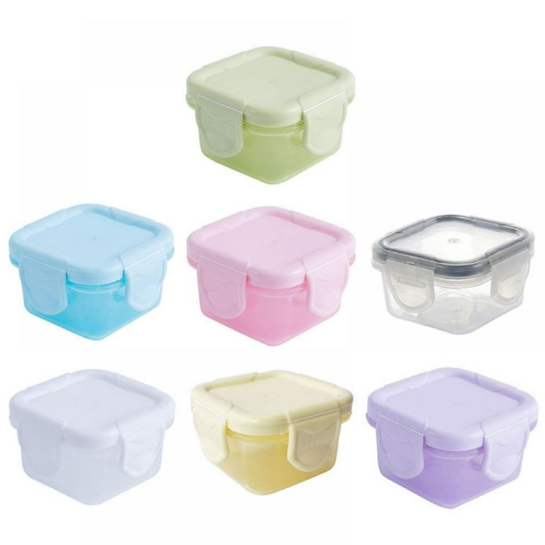 7PCS Stackable Mini Food Storage Container with Clip-on Lid