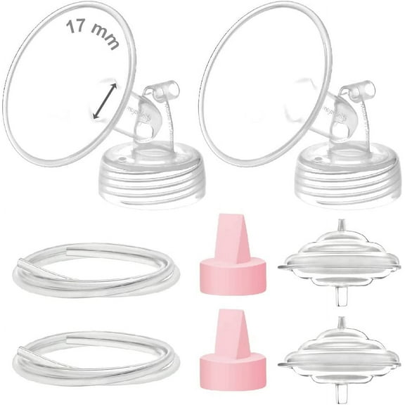 Maymom Pump Parts 17 mm Flanges, Duckbill Valves (Pink), Tubes, Backflow Protectors Compatible with Spectra S1 S2 9 Plus Breastpump; Replacement Kit for Spectra Pump Parts