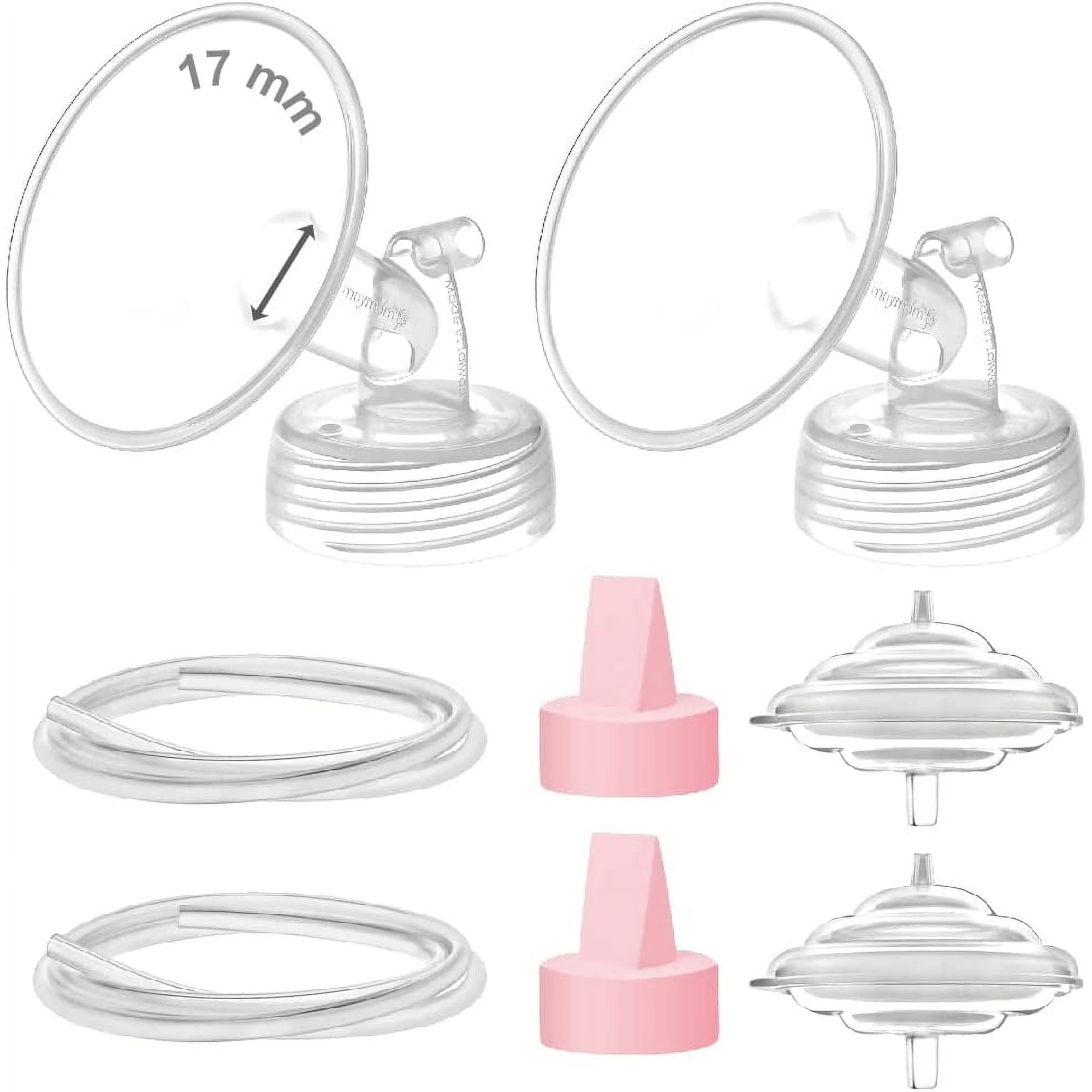 Maymom Pump Parts 17 mm Flanges, Duckbill Valves (Pink), Tubes, Backflow Protectors Compatible with Spectra S1 S2 9 Plus Breastpump; Replacement Kit for Spectra Pump Parts
