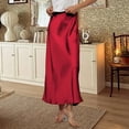 thumbnail image 5 of LWavelet Satin Maxi Skirt Women Elegant Evening Party Flowy Versatile Bottoms Wine S, 5 of 5