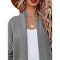 thumbnail image 3 of DYMADE Women Solid Color Cardigan Pockets Woolen Long Sleeve Coat, 3 of 4