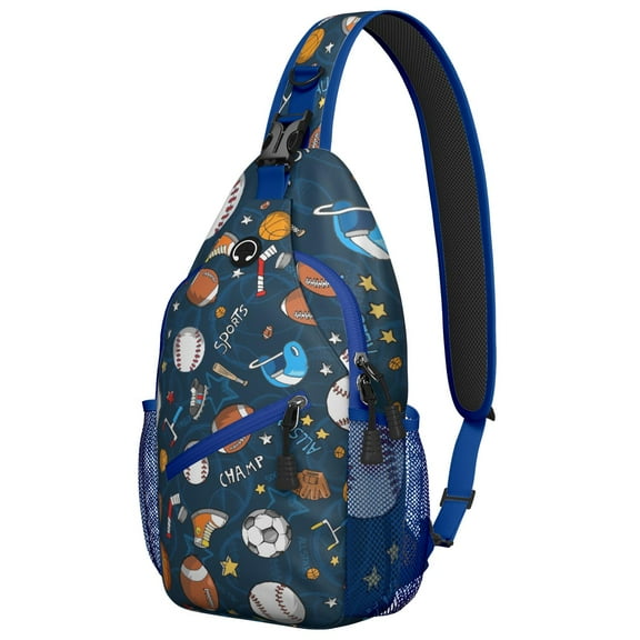 Starry Night Sky Sling Backpack, Planet and Nebula Design, Astronaut and Alien Themed Crossbody Bag for Space Geeks