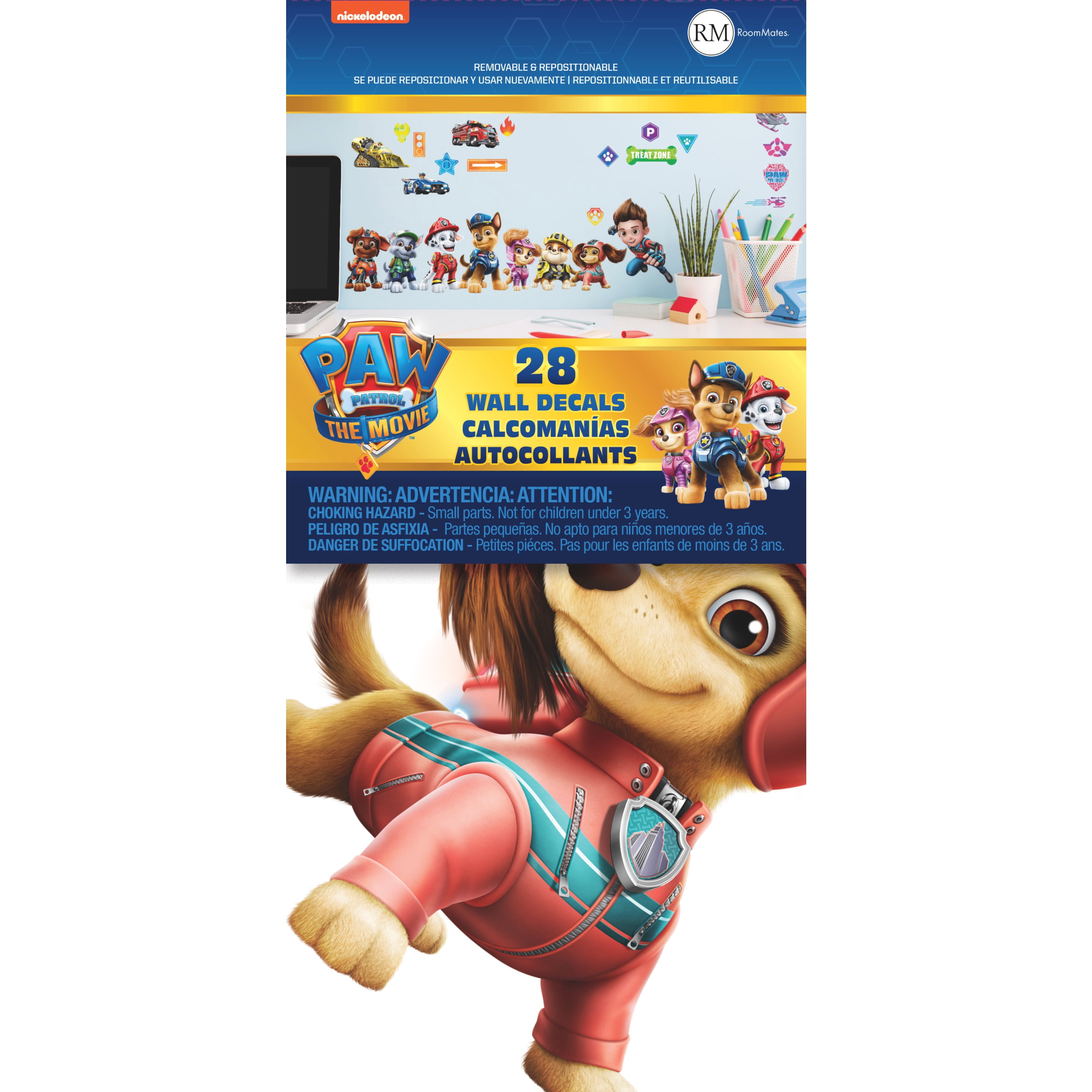 RoomMates Paw Patrol Movie Peel & Stick Wall Decals, 1.94 in x 7.18 ins x 9.38 in
