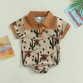 thumbnail image 2 of Douhoow Western Baby Boy Romper 3 6 12 18 Months Infant Boys Short Sleeve Cow Print Lapel Bodysuit Summer Newborn Clothes 0-18M, 2 of 8