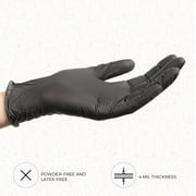 ForPro Disposable Nitrile Gloves, Chemical Resistant, Powder-Free, Latex-Free, Non-Sterile, Food Safe, 4 Mil, Black, Large, 100-Count