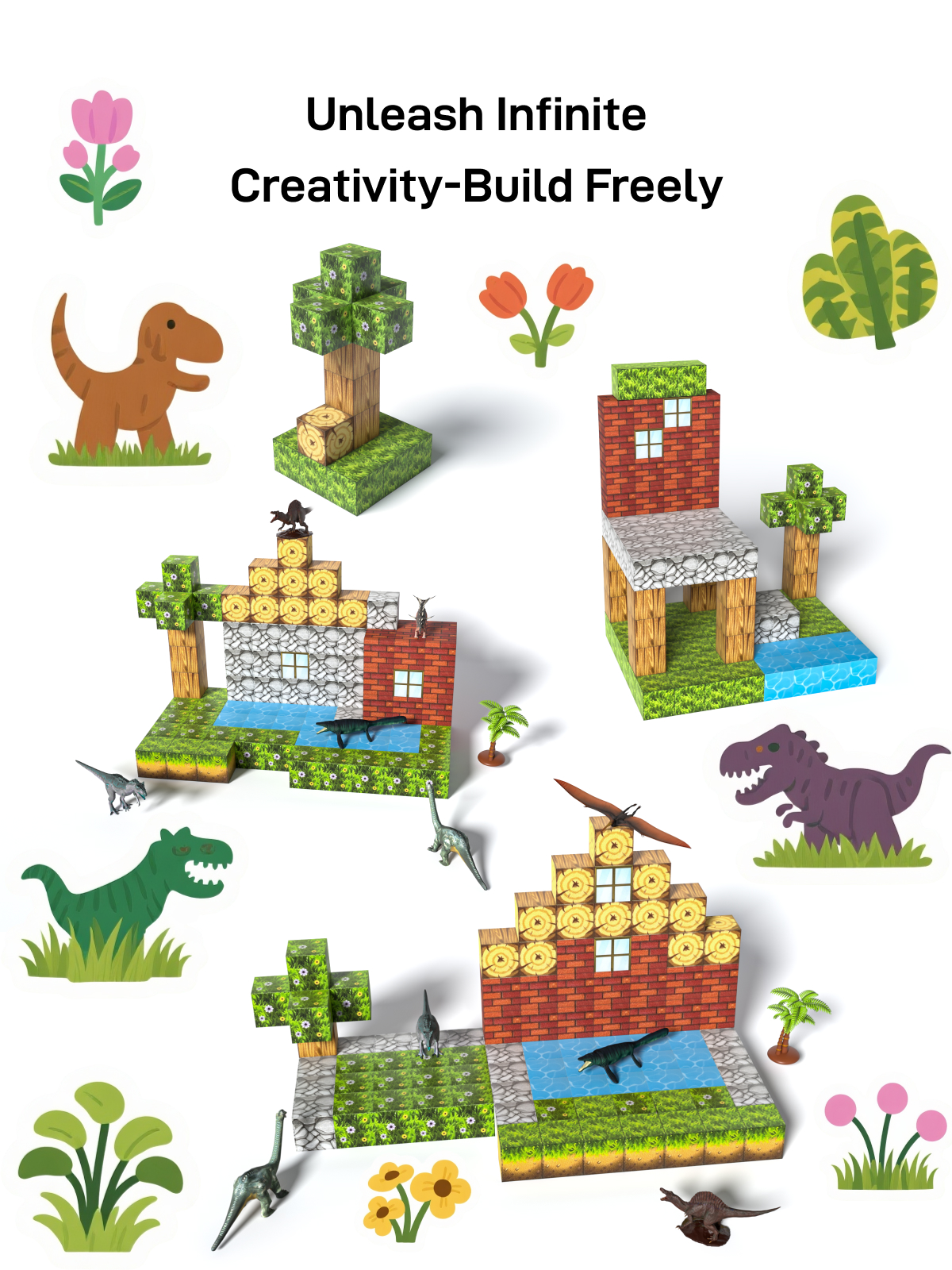Veecafiodi 108-Piece Magnetic Blocks Dinosaur Set photo 4