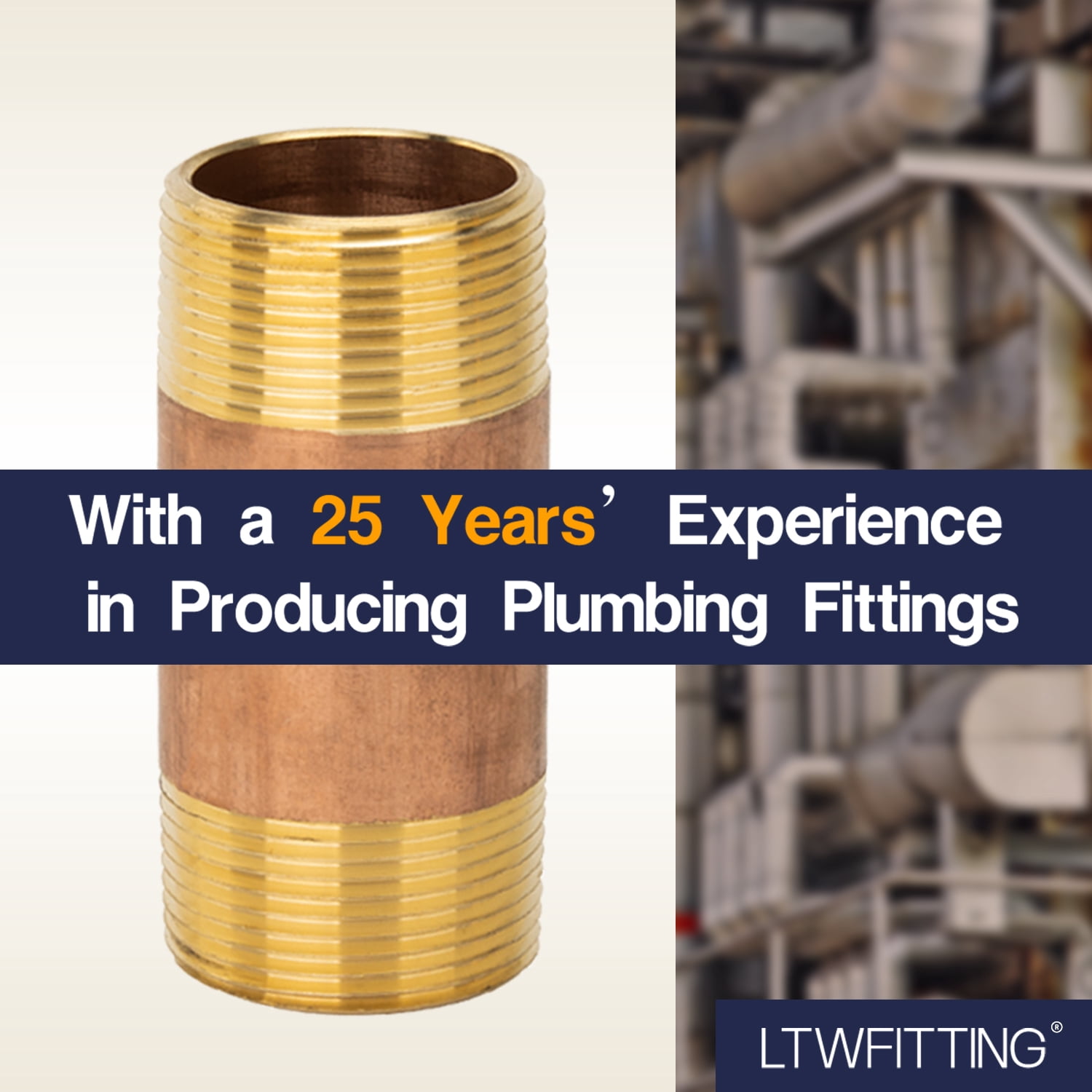 LTWFITTING Brass Pipe Nipple, Threaded Insert Fitting, 3-1/2" Long x 1-1/4" Male NPT, for Air Water (pack of 1)