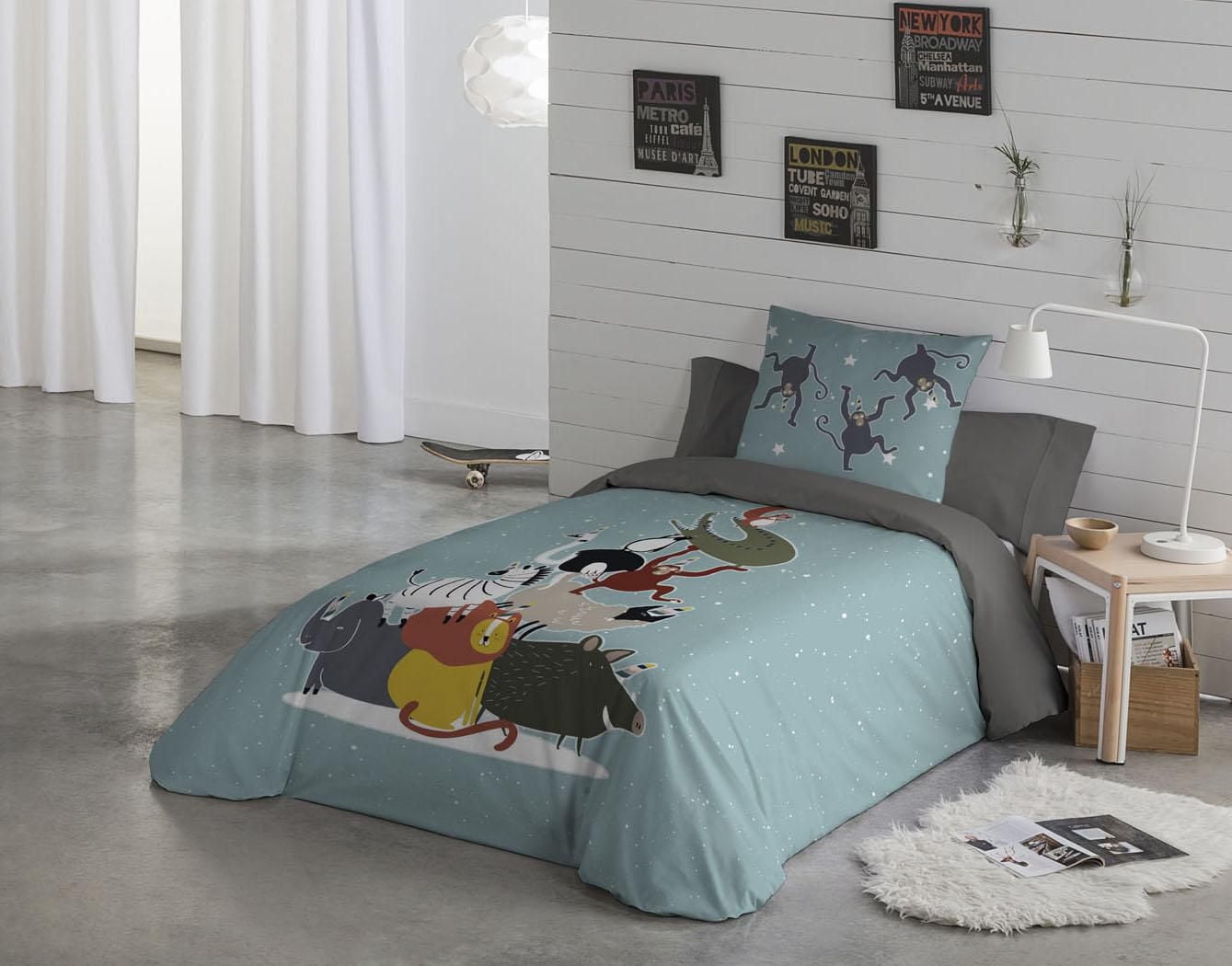 Gouchee Home Kei Animal Print Juenile Cotton Duvet Cover Set, Twin Size