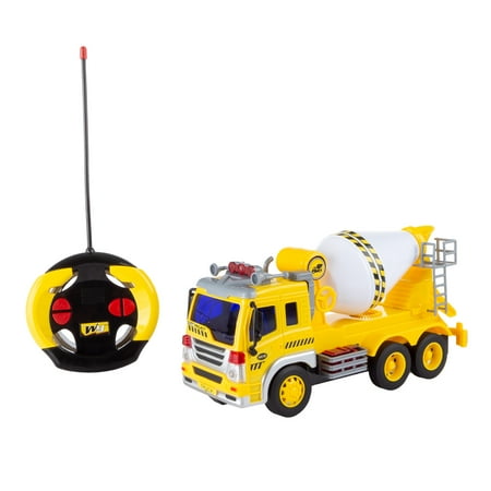 Remote Control Cement Mixer Truck– 1:16 Scale, Fully Functional Rotating Concrete Construction Vehicle by Hey! Play!