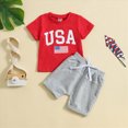 thumbnail image 2 of kpoplk Baby Boy Girl 4th of July Outfit Toddler Fourth of July Clothes Infant USA Shirt and Stars Shorts Set Size 12-18 Months,Red, 2 of 9