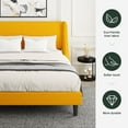 thumbnail image 4 of Amolife King Size Modern Platform Upholstered Bed Frame with Deluxe Wingback, Yellow, 4 of 7