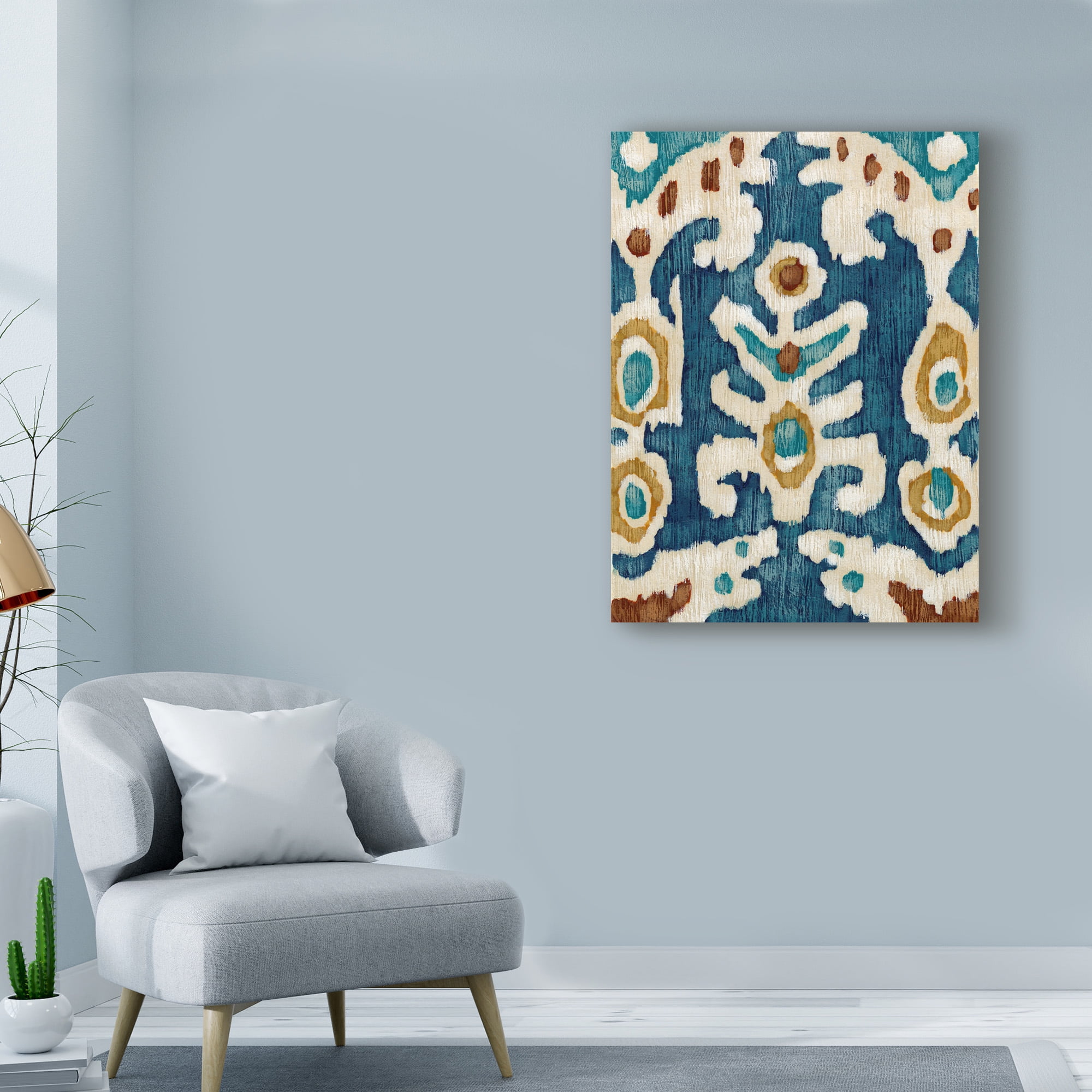 Trademark Fine Art Abstract Canvas Art ' Ocean Ikat Iii ' by Chariklia Zarris