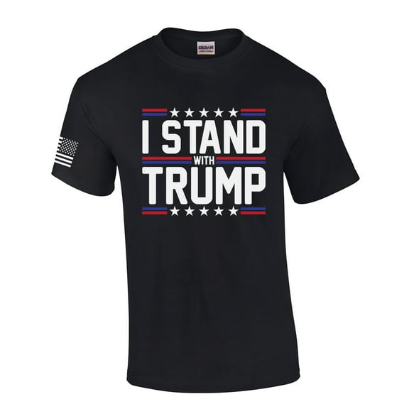 Mens I Stand With Trump 2024 Patriotic Short Sleeve T-shirt Graphic Tee-Black-xxl