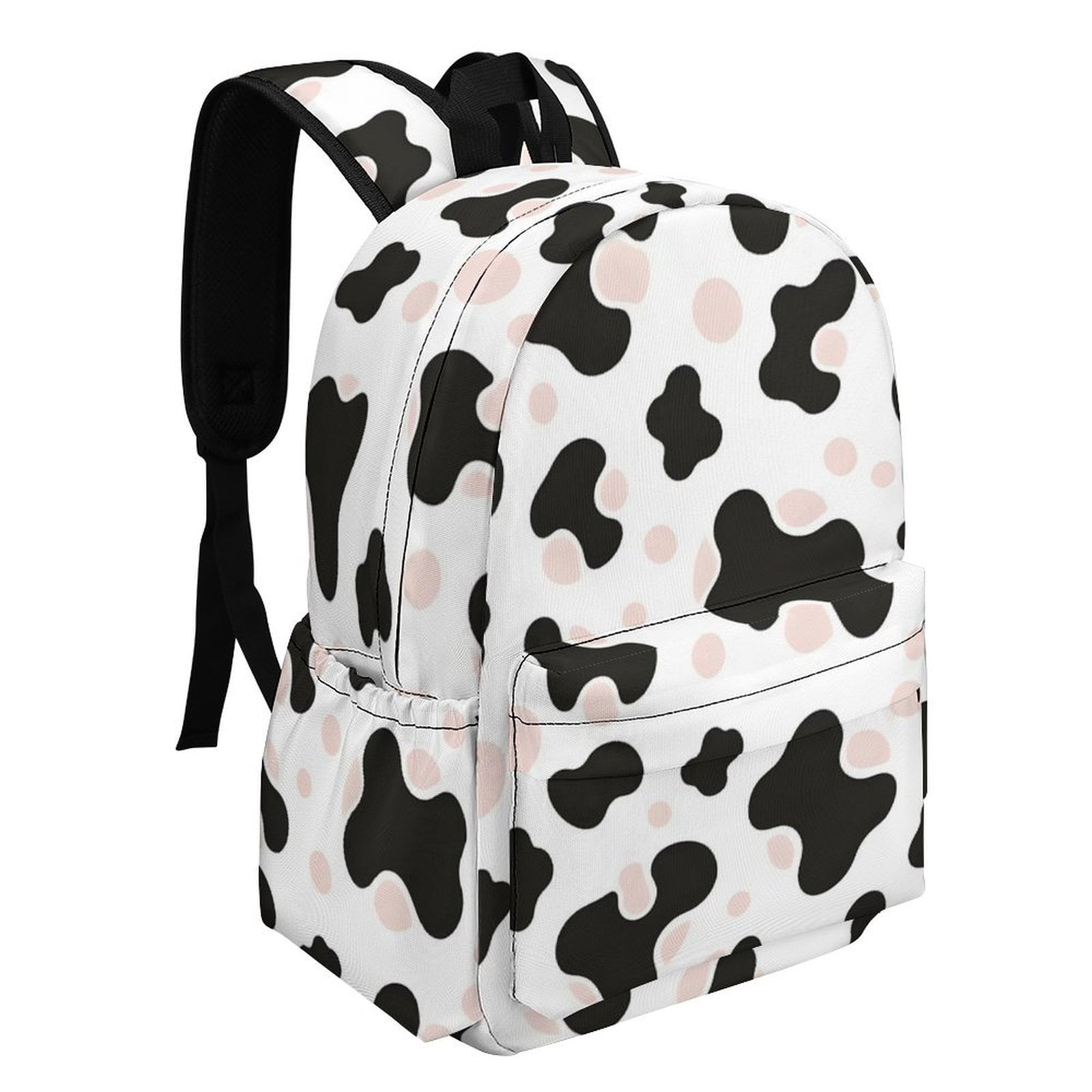 Large Capacity Half Print Backpack 11.8×16.5×5.9in Multifunctional Zipper Design Convenient Switch Simple Cow-print Pattern1_1