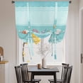 thumbnail image 3 of Teal Summer Coastal Balloon Curtains for Windows, Bedroom Curtains 54 Inch Length, Modern Ocean Waves Starfish Shell Tie Up Curtains Panels Thermal Insulated Bathroom Curtains Window 42"x54", 3 of 8