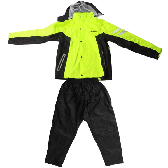 M Buder Traje de Lluvia Impermeable para Hombre y Mujer Conjunto Ciclismo Motocicleta Reflectante con Gorro Oculto y Visera Talla 3XL 101.6 cm / 40 inches Verde