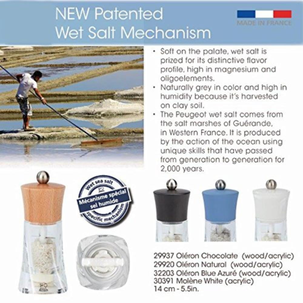 Ceramic mechanism. 5-1/2 Natural Peugeot 29920 Oleron Grey “Wet” Salt Mill 