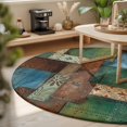 thumbnail image 3 of Round Area Rugs 4Ft, Color Block Boho Non-Slip Washable Circle Rugs Carpet, Geometric Vintage Botanical Indoor Outdoor Rug Floor Mats Throw Runner for Bedroom Living Room Bathroom, 3 of 8