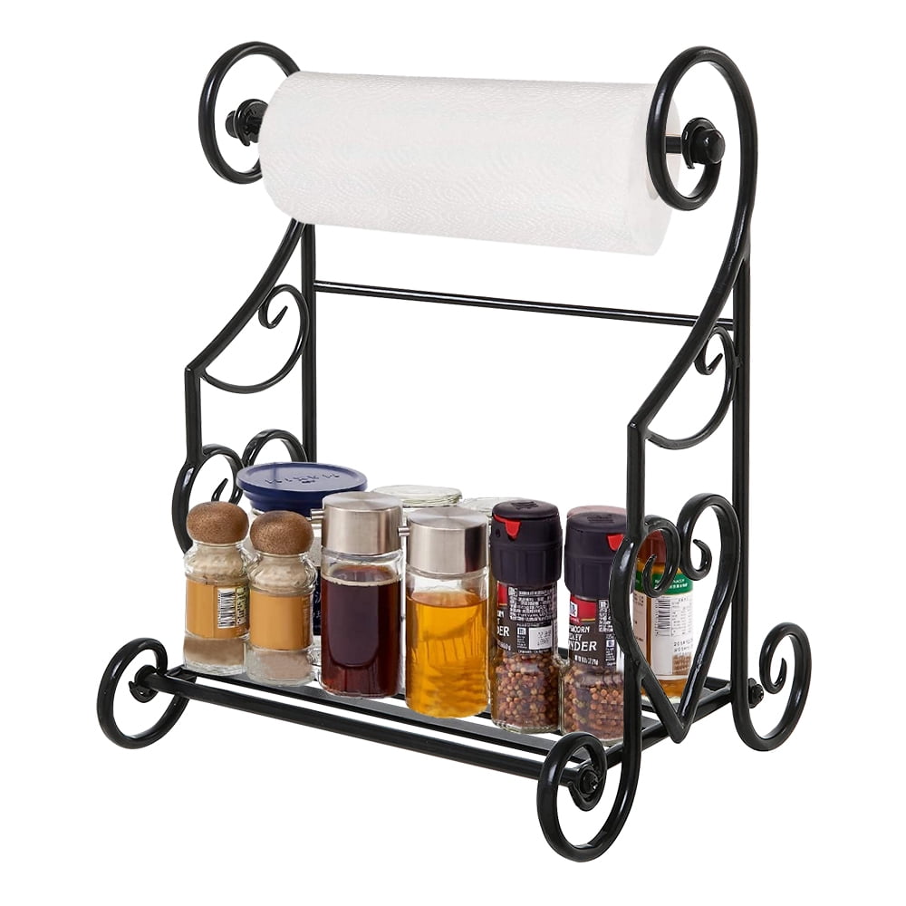 Lowestbest Freestanding Paper Towel Holder, Metal Kitchen Countertop Stand with Spice/Condiment Shelf Rack Lowestbest Freestanding Paper Towel Holder, Metal Kitchen Countertop Stand with Spice/Condiment Shelf Rack