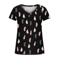 thumbnail image 4 of Blusa de camiseta con estampado de cuello en V de manga corta informal de verano a la moda para mujer Pompotops qwe24573, 4 of 5
