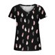 thumbnail image 4 of Blusa de camiseta con estampado de cuello en V de manga corta informal de verano a la moda para mujer Pompotops qwe24573, 4 of 5