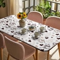 thumbnail image 3 of Farmhouse Coffee Cup Table Cloths for 6 Foot Rectangle Tables, Vintage Coffee Beans Love Heart Patio Waterproof Elastic Fitted Tablecloths, Washable Rectangular Table Cover for Camping, 3 of 8