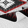 thumbnail image 5 of Erosebridal Traditional Aztec Bed Spread Queen, Gothic Stripe Queen Coverlet Set, Red Gray Black White 3 Pieces, 1 Quilt and 2 Pillowcases, 5 of 7