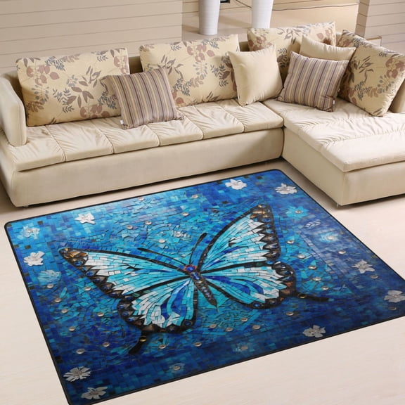 Ryvnso Abstract Butterfly Paint Area Floor Rugs Soft Non-Slip Large Mats Nursery Carpets 63" x 48"