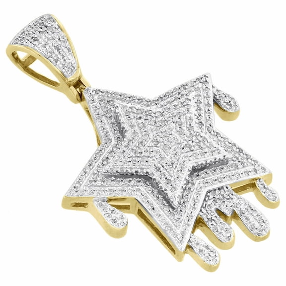 2Ct VVS1 Diamond Star Drip Pave Charm Pendant 14k Gold Plated 925 Silver