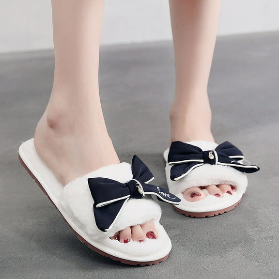 House Slippers for Men Clearance Flat Plush Warm Slippers Cozy Indoor Soft House Shoes Fuzzy on Bedroom Slipper